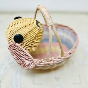 *So Cute* ~1980’s Vintage Pastel Woven Bunny Basket